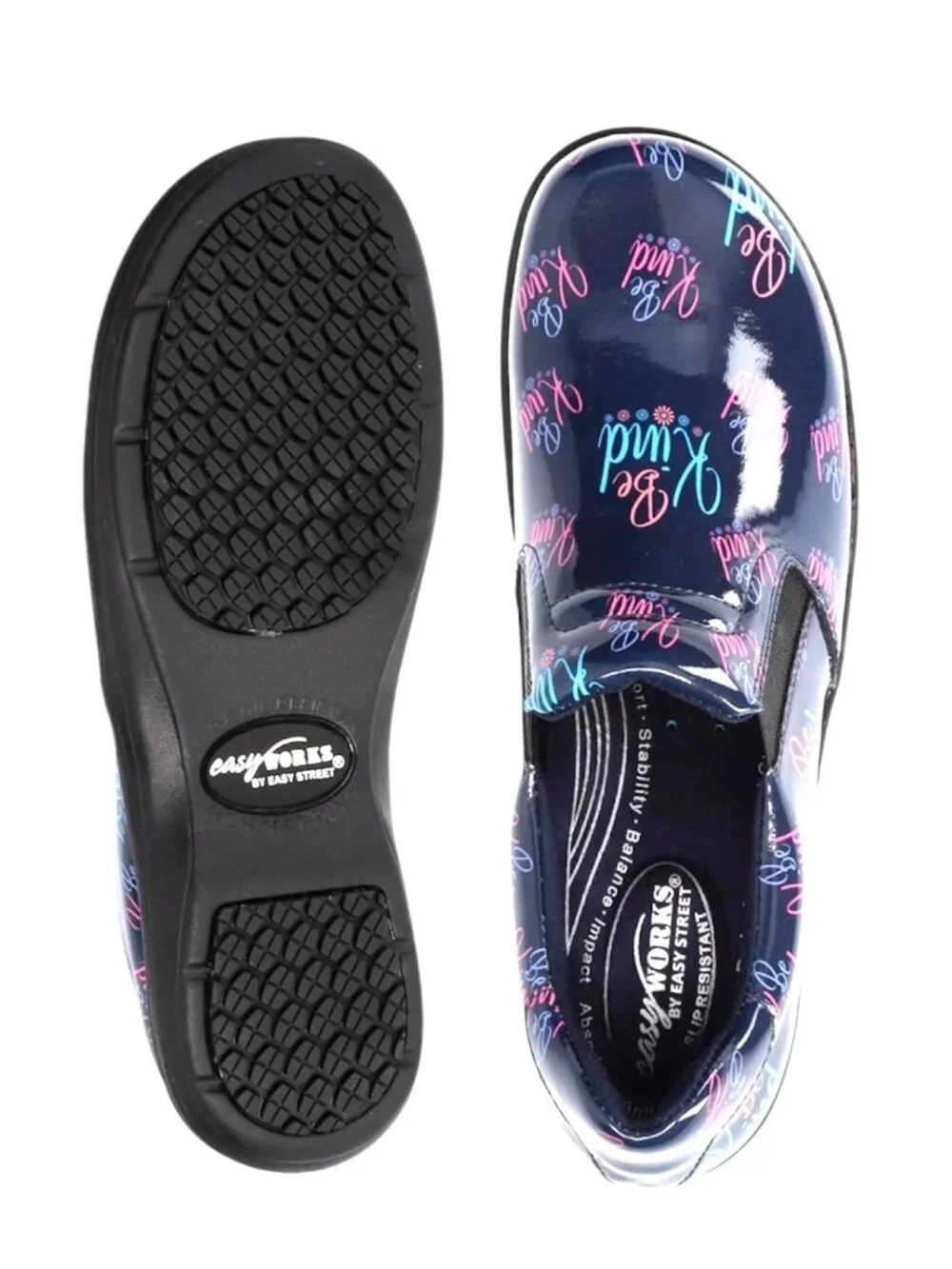 Easy Works Be Kind Clogs 6W Navy Pink Slip Resistant Nursing Comfort Shoes - Picture 7 of 14